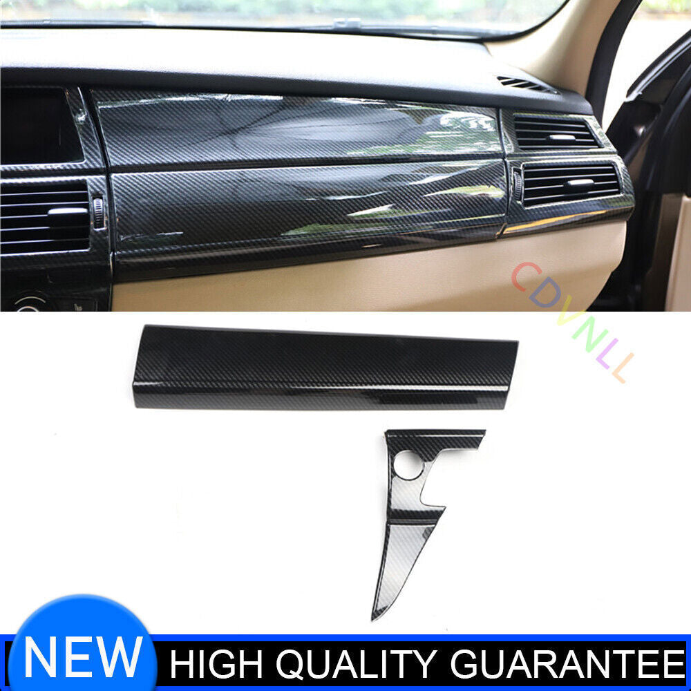 Fit for BMW X5 2008-13 Carbon Fiber Inner Console for Co -Pilot Strip Molding Trim 2P