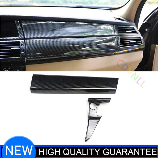 Fit for BMW X5 2008-13 Carbon Fiber Inner Console for Co -Pilot Strip Molding Trim 2P