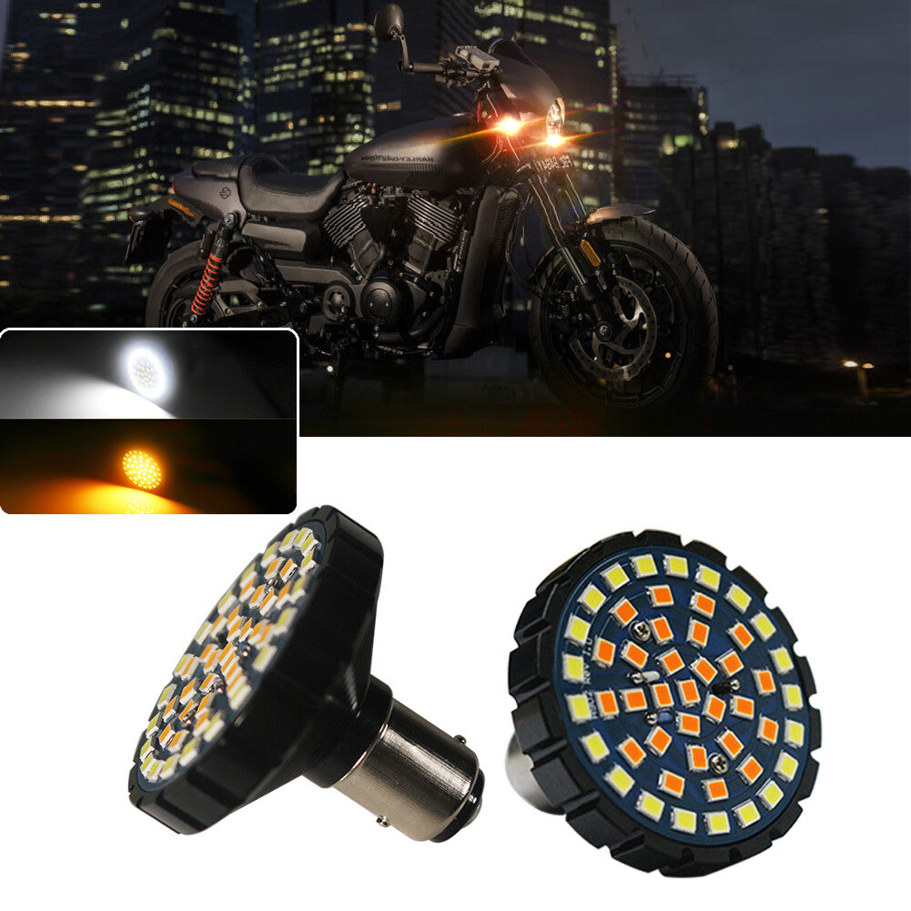 2pcs Switchback 1157 48-SMD LED DRL & Turn Signal Bulb for Harley-Davidson Q