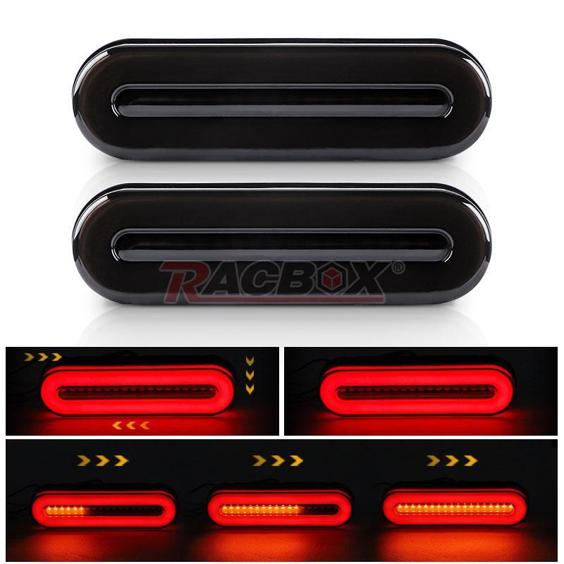 2x Red+Amber LED 5 Truck Trailer Brake Stop DRL Flowing Turn Signal Tail Lights