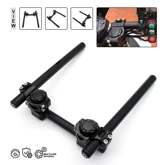 CNC 22mm Handlebars 28mm Riser Fork Clip-Ons Handle Bar CNC Handlebar Black Q