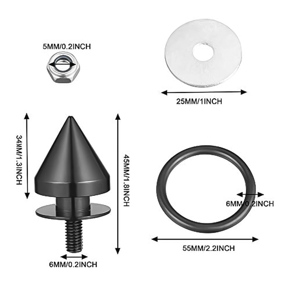 Black JDM Spike Quick Release Fasteners For Bumpers Trunk Fender Hatch Lids Kit