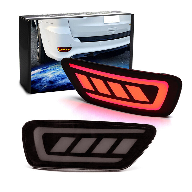 2X for Jeep WK2 Grand Cherokee Blackout Smoke LED Rear Bumper Reflector Lights