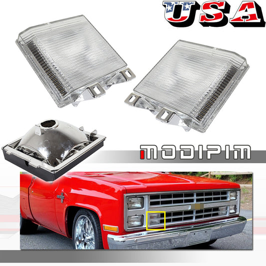 1 pair of transparent turn signal side corner marker lights suitable for GMC pickup trucks- v