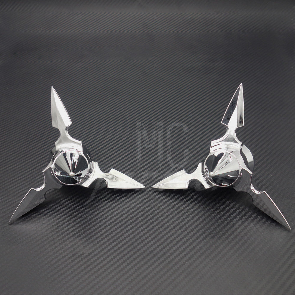 Chrome Spun Blade Spinning Front Axle Cap Nut Cover for Harley Dyna Touring XG Q