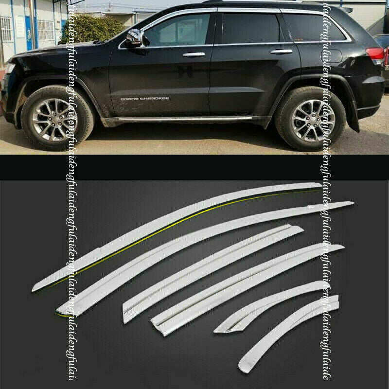 Chrome Window Visor Shade Sun Rain Wind Guard for Jeep Grand Cherokee 2011-2020