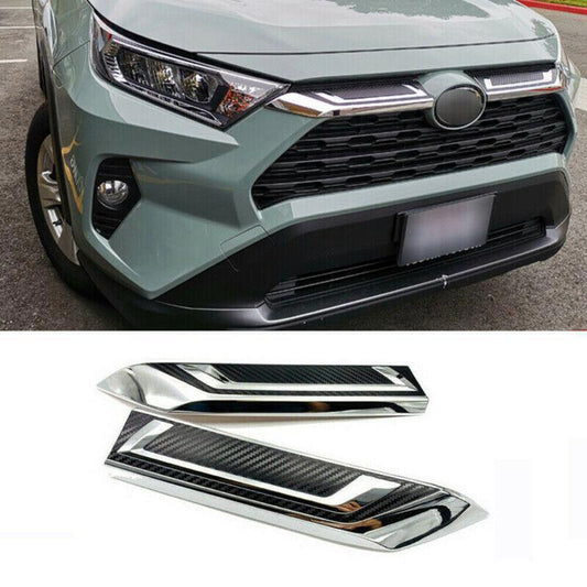 for Toyota RAV4 19-2023 Chrome Front Grille Overlay Front Grill Cover Trim 2PCS