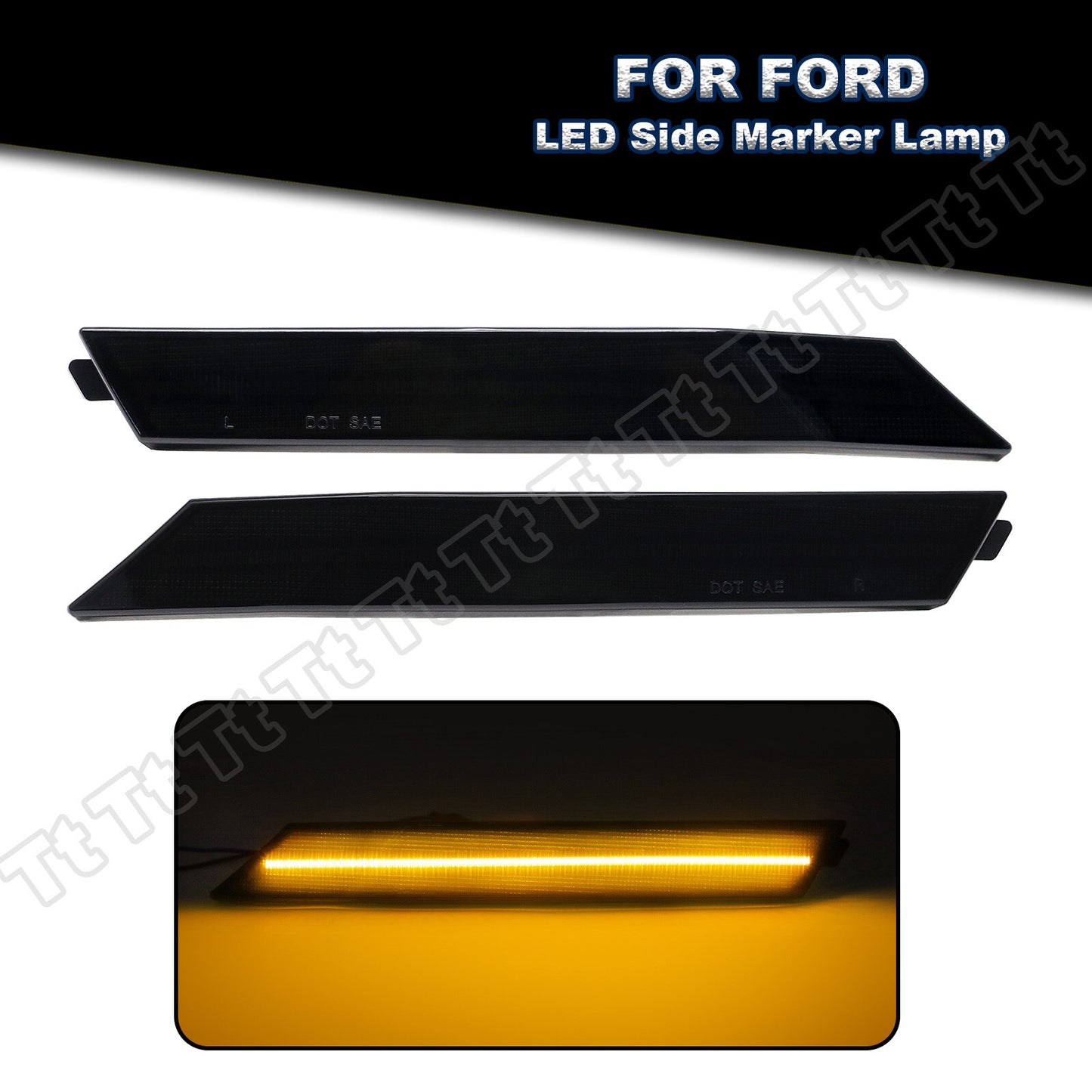 For 06 - 09 for Fusion for Mercury Milan Front LED Side Marker Lights Smoked Lens - v