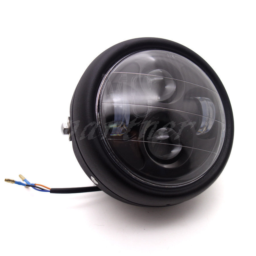 Motorcycle 6.5 Matte Black Metal LED Headlight For GN125 Cafe Racer Bobber Q
