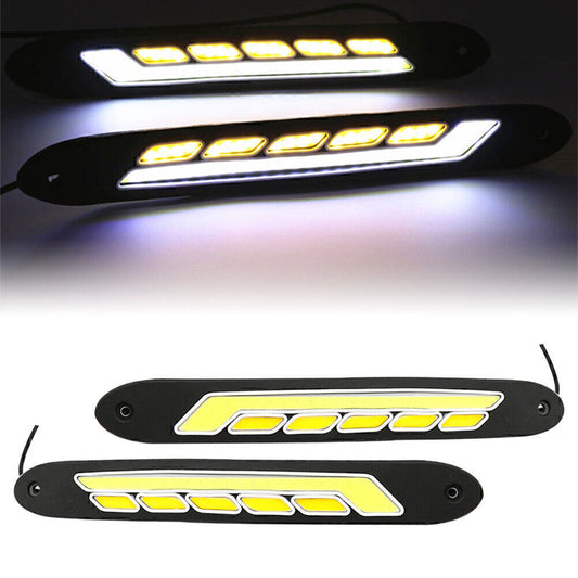 LED Daytime Running White/Amber Light Car Strip DRL Driving Fog Turn Signal Lamp Q