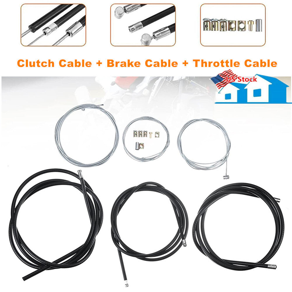 Universal Motorcycle and Bicycle Clutch Cable + Brake Cable + Throttle Cable Kit n