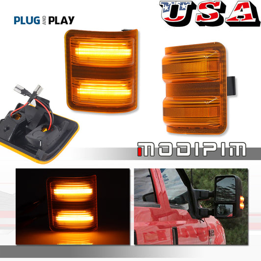 Suitable for 2008-2016 F150 F350 F450 F550 Amber lens LED side mirror marker light- v