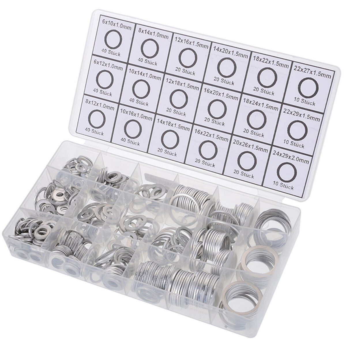 450Pcs 18 Size Car Engine Oil Drain Plug Aluminum Washer Seal O-Ring Gasket Kits
