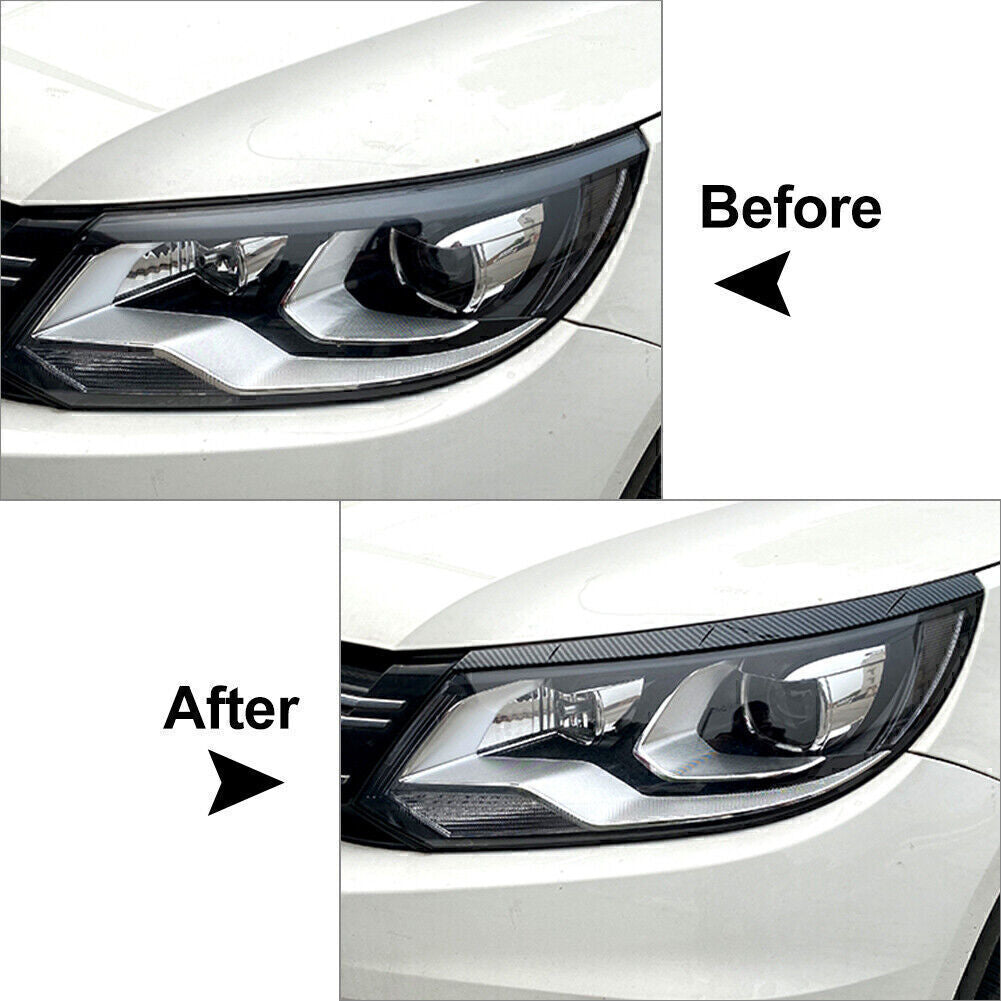 2x Front Headlight Eyelid Trim Cover For Fit 2011-2016 2015 2014 2013 for VW for Tiguan