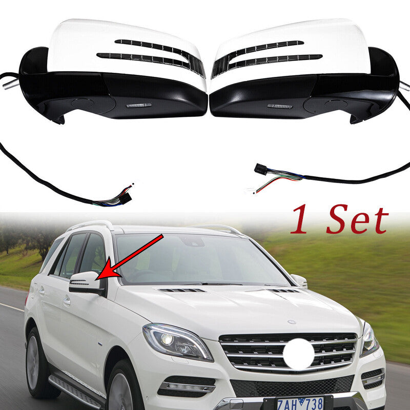 Pair Side Door Mirror White Fit for Mercedes-Benz M GL class ML63 ML350 2005-11