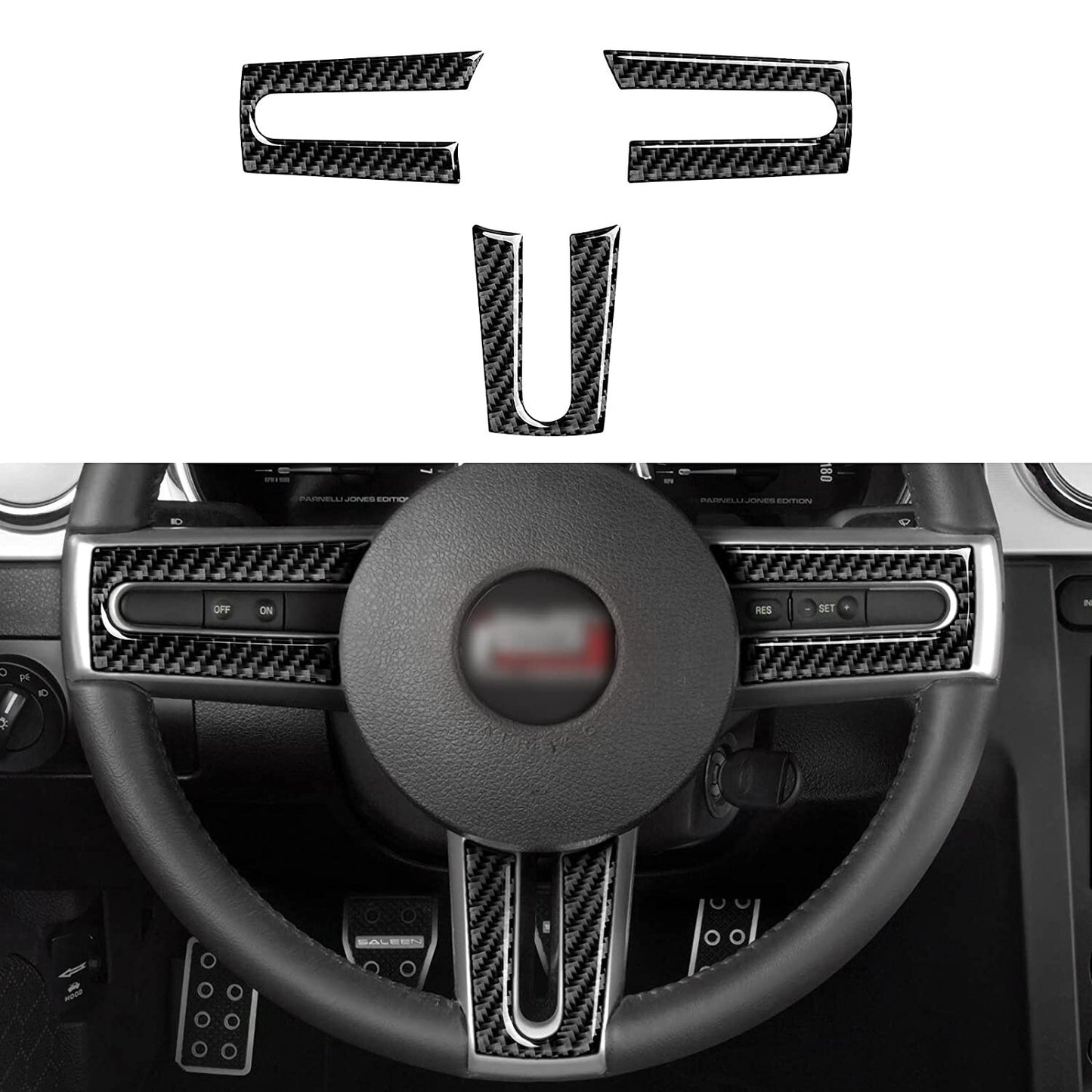 3-PACK Steering Wheel Cover Trim  for ford  for Mustang 2005-2009 Real Carbon Fiber
