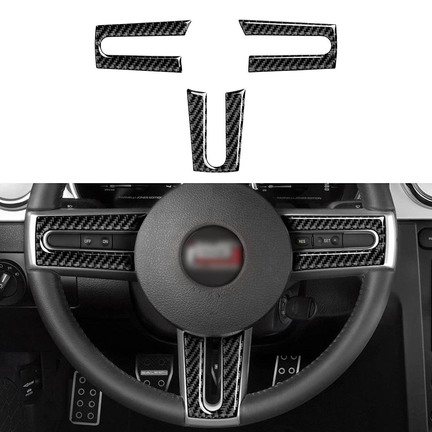 3-PACK Steering Wheel Cover Trim  for ford  for Mustang 2005-2009 Real Carbon Fiber