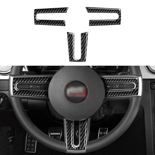 3-PACK Steering Wheel Cover Trim  for ford  for Mustang 2005-2009 Real Carbon Fiber