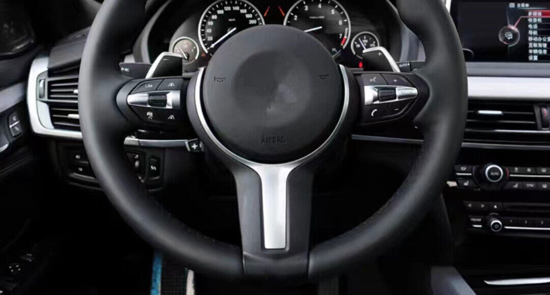 for BMW X5 2014-18 ABS Carbon Fiber Interior Steering Wheel Button Cover Trim 3P