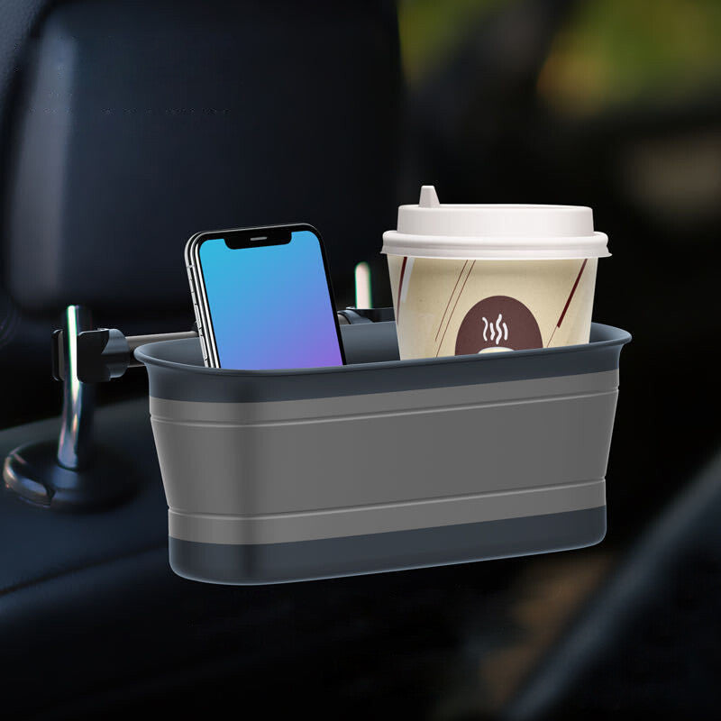 Car for seat backrest and headrest storage box, pocket, folding cup holder, plate, trash can - n