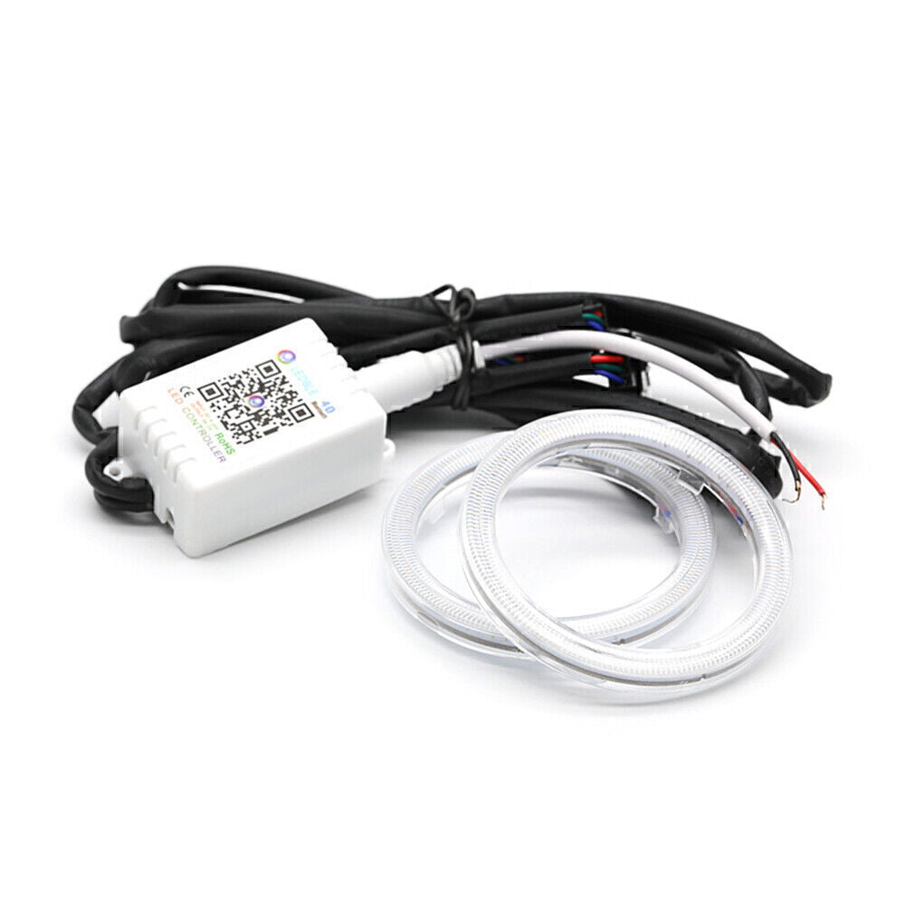2X 100MM RGB Colorful COB Car Headlight Angel Eyes Light LED Halo Rings Lamp Kit Q