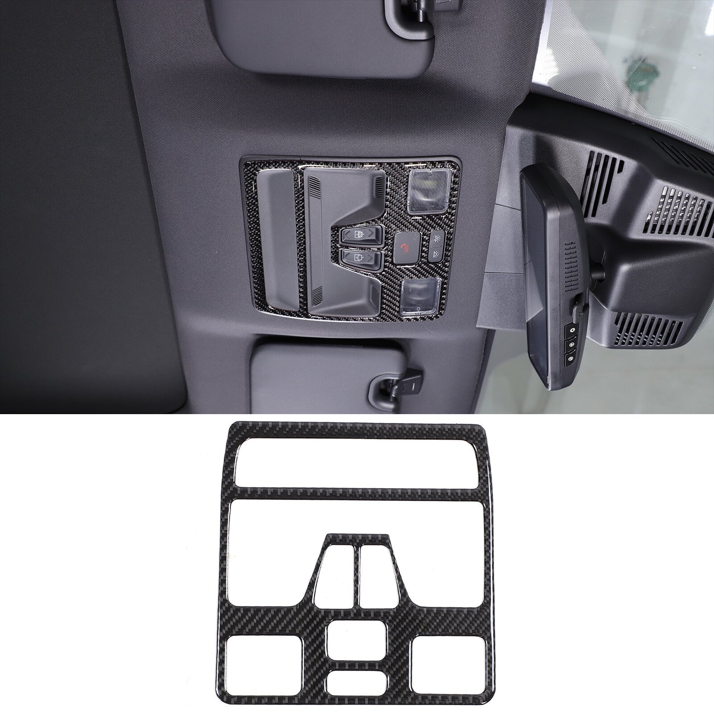 Carbon fiber front roof reading light panel sticker for Ranger 23-24- n