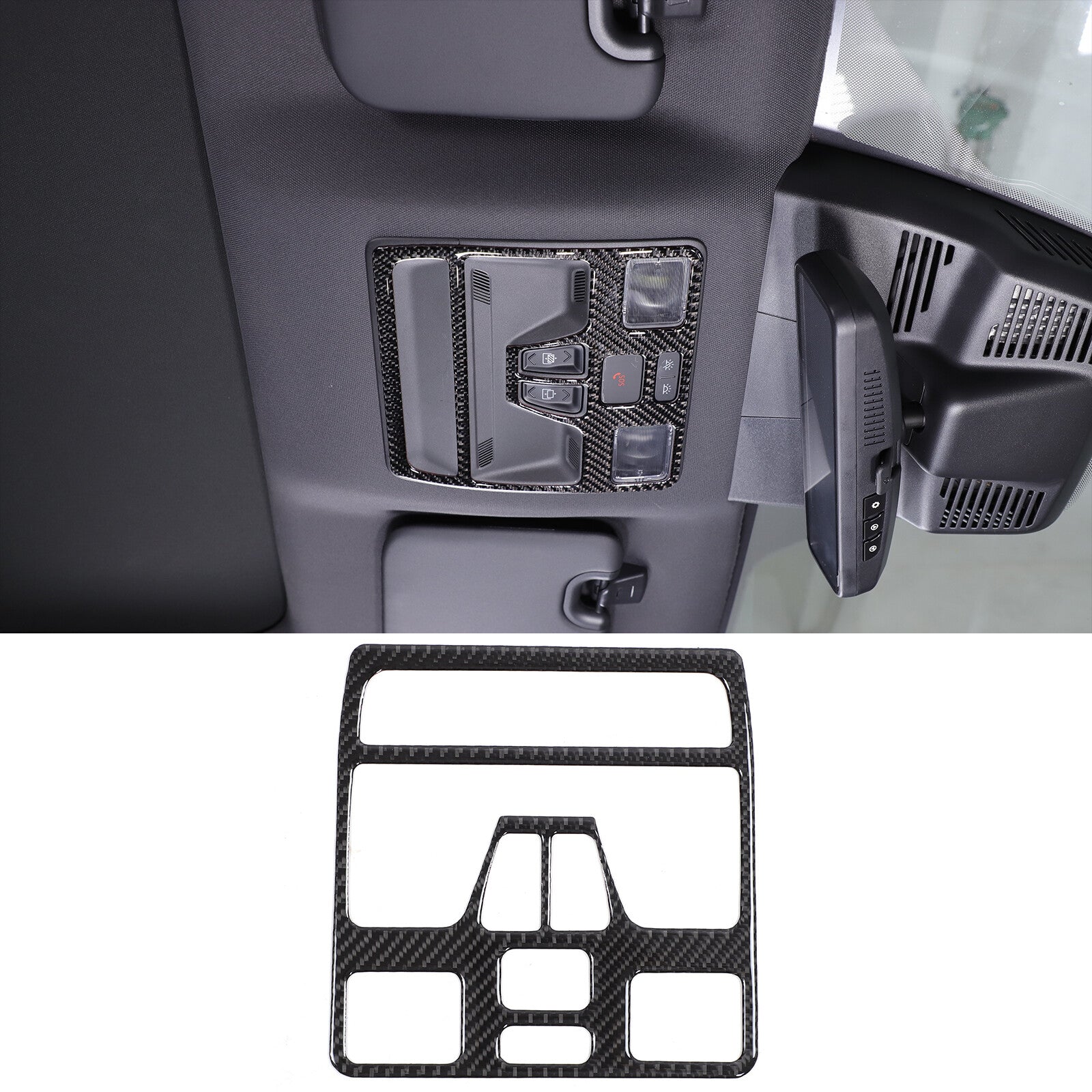 Carbon fiber front roof reading light panel sticker for Ranger 23-24- n