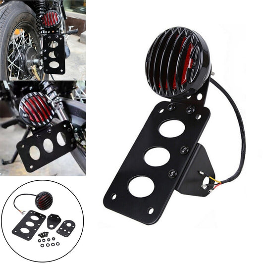Black LED Tail Brake Light Side Mount License Plate Bracket Fits for Harley , for BMW