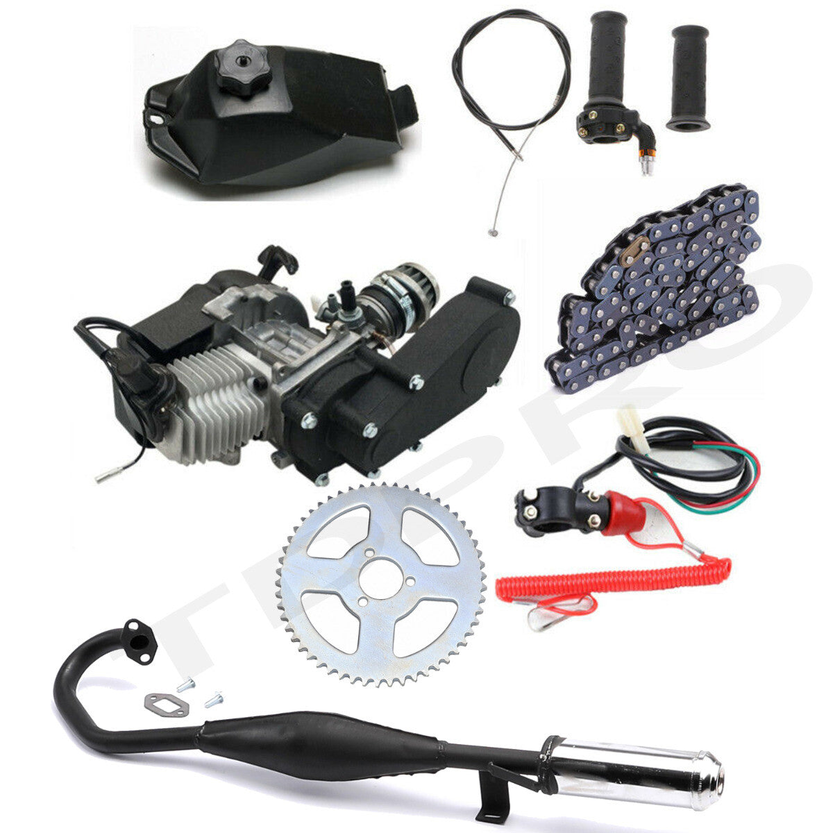 2-stroke 50cc/49cc engine motor kit sprocket scooter all-terrain vehicle pocket off-road bicycle go-kart