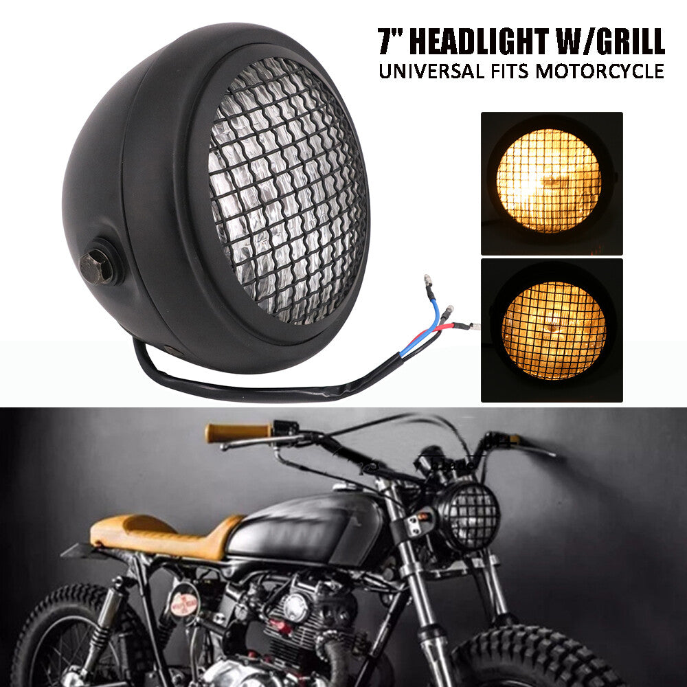 Universal 7¡± Motorcycle Headlight Halogen Front Light Headlamp +Grill for Honda