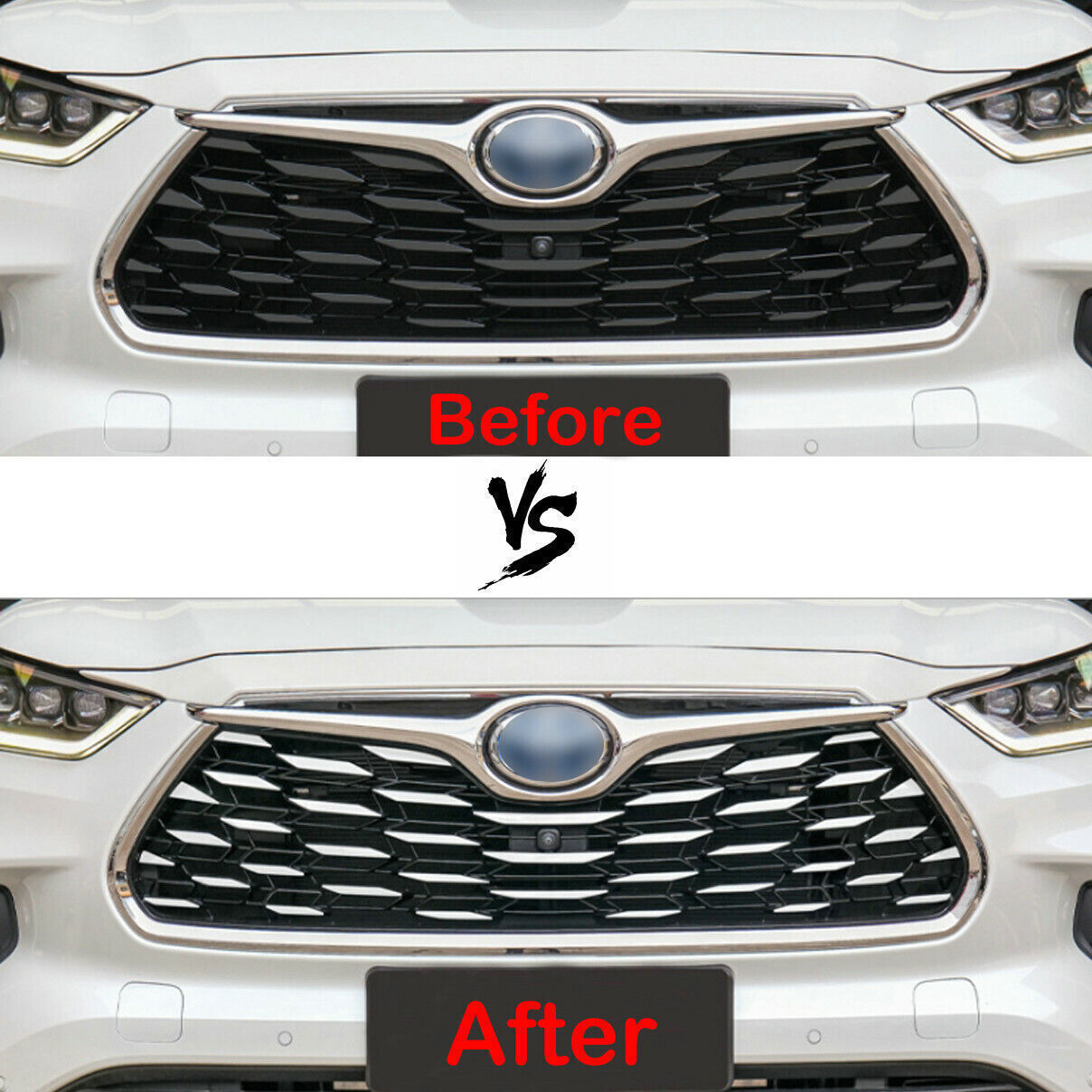Stainless Silver Front Bumper Grille Decal Trim for Toyota Highlander 20-2024