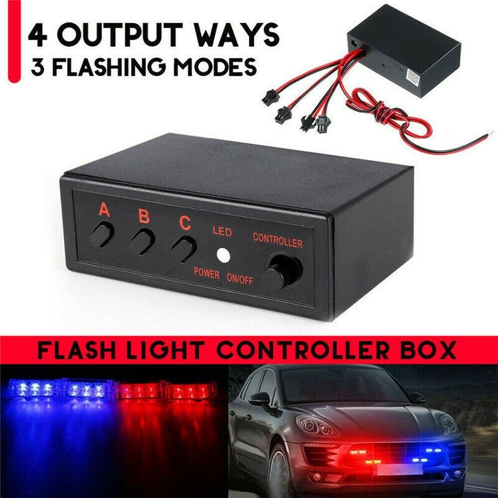 4 Ways LED Strobe Flash Light Lamp Flasher Flashing-Controller Box 12V v