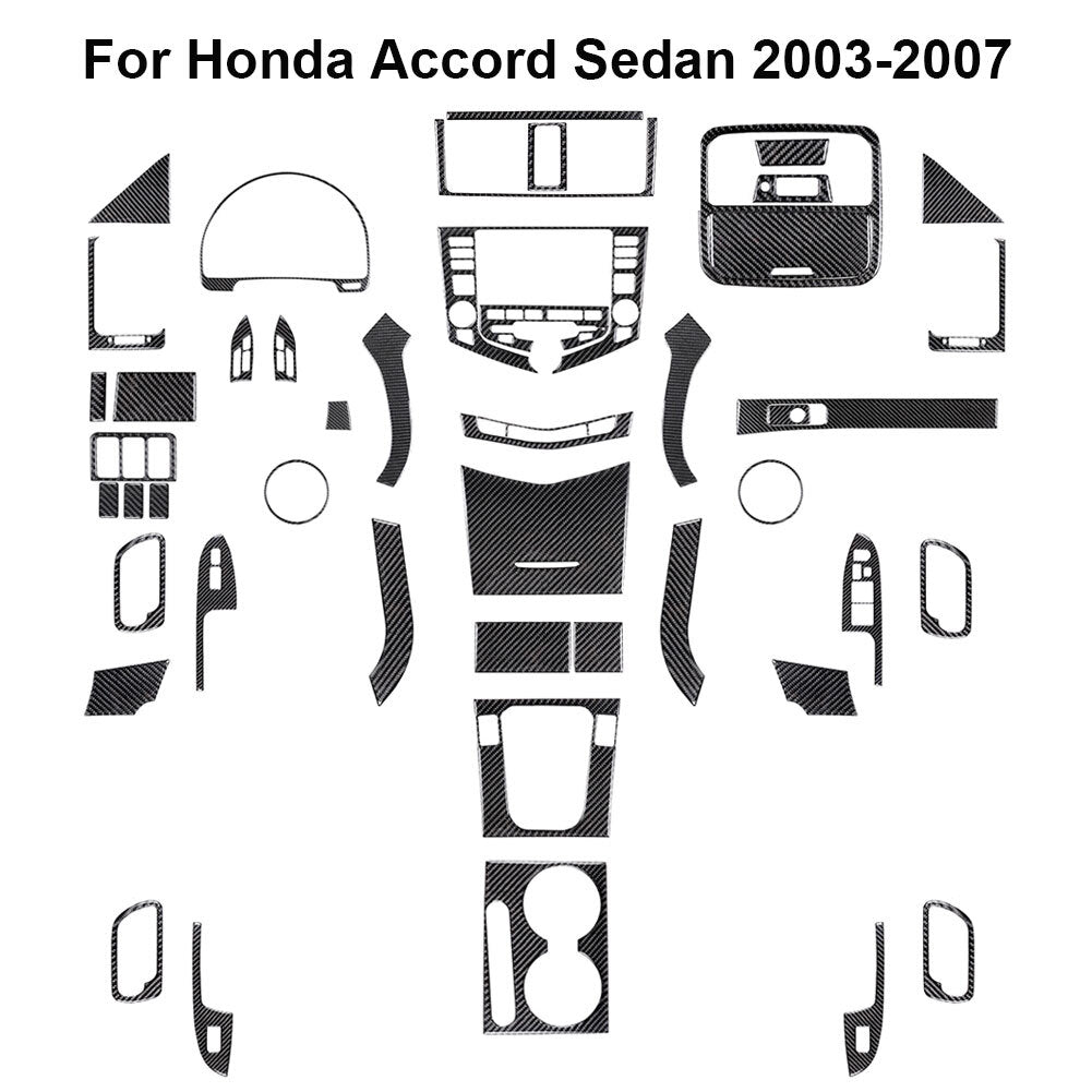 49Pcs Carbon Fiber Full Interior Kit Cover Trim for Honda Accord Sedan 2003-2007