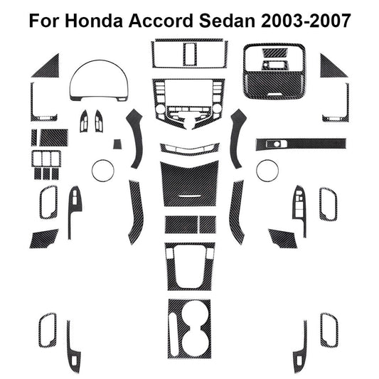 49Pcs Carbon Fiber Full Interior Kit Cover Trim for Honda Accord Sedan 2003-2007