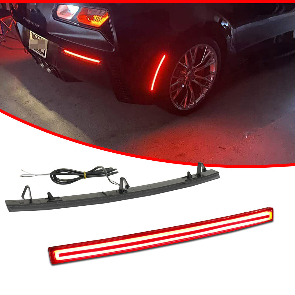 for for Corvette C7 2014 - 2019 Smoked Bumper Reflector Red LED Tail Lights - v