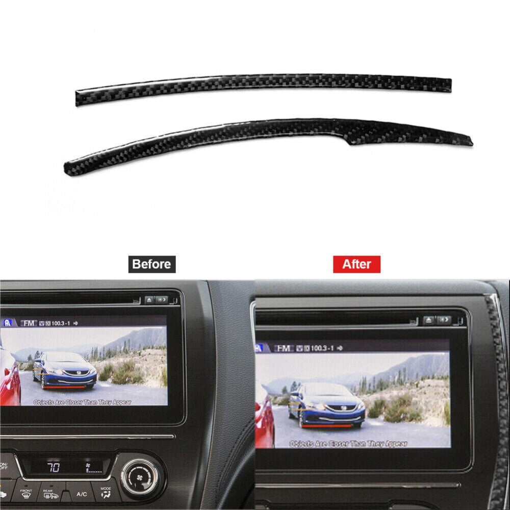Carbon Fiber GPS Panel Side Strip Trim Cover for Honda for Civic Coupe 2013-2015 New n
