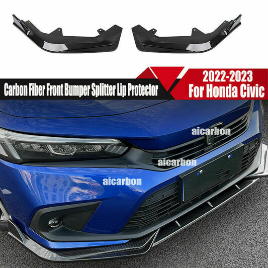 for Honda for Civic 2022-23 Carbon Fiber Front Bumper Lip Splitter Spoiler Protector