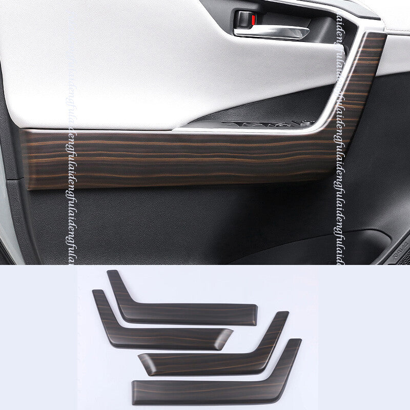 for Toyota RAV4 2019-2024 wood grain ABS Interior Door Armrest Stripe Cover Trim