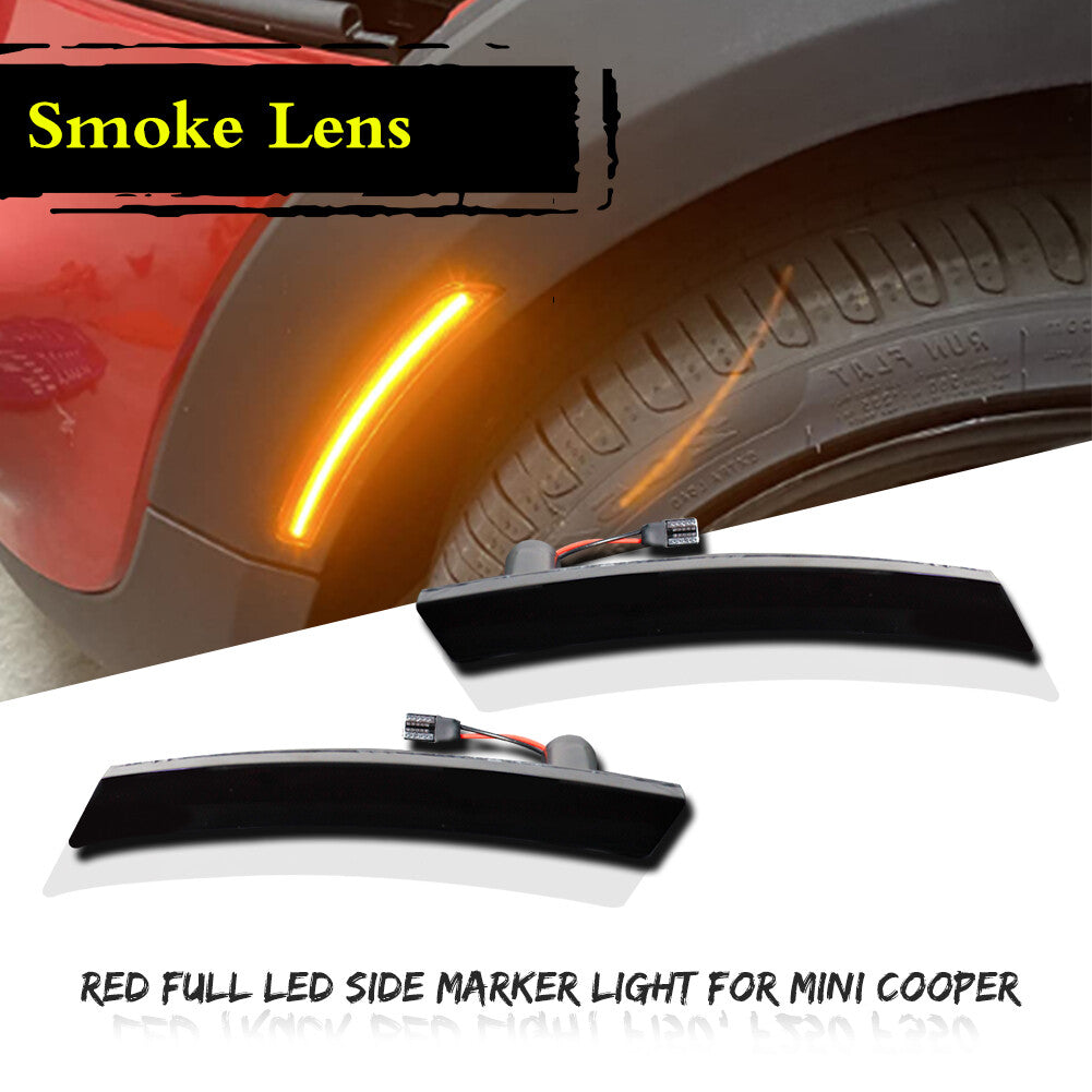 2 Smoked Front Amber LED Side Marker Lights for Mini Cooper R50 R52 R53 02-08- v