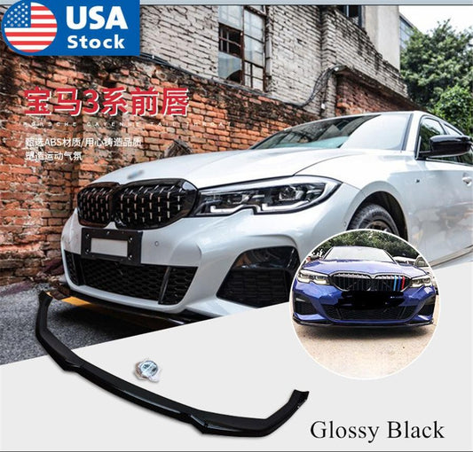 For 2019-21 for BMW 3 Series G20 G28 330 340 Bumper Front Lip Splitter Glossy Black Q