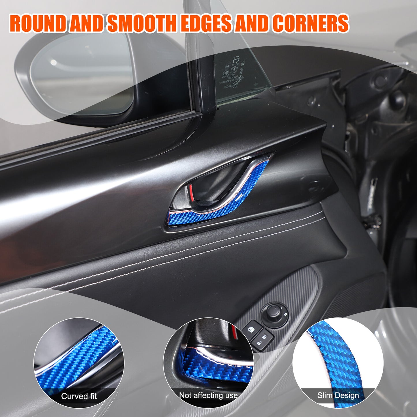 Blue carbon fiber interior door handle decorative sticker for Mazda MX-5 Miata 2016-2022 n
