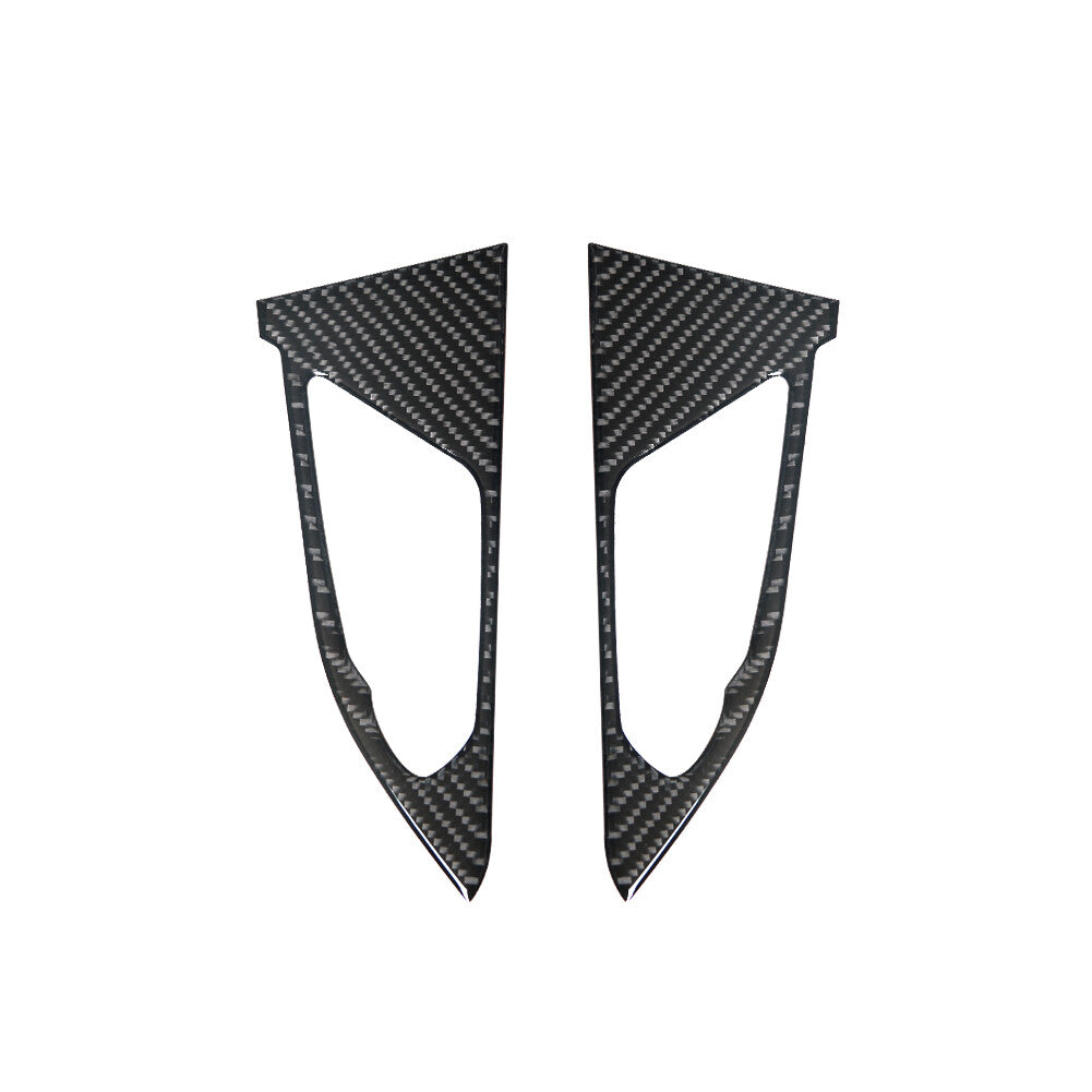 2Pcs Red Carbon Fiber Rear Window Control Cover Trim For Fiesta 2011-2015 v