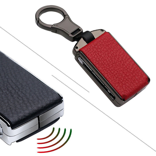 Leather Car Key Case Shell for Volvo XC60 XC40 S90 XC90 V90 2018 - 2020 Gun Red Q