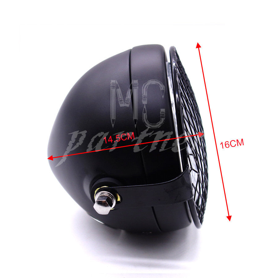 Black Metal Grill Diamond Retro Vintage Side Mount Headlight Cafe Racer GN125 Q