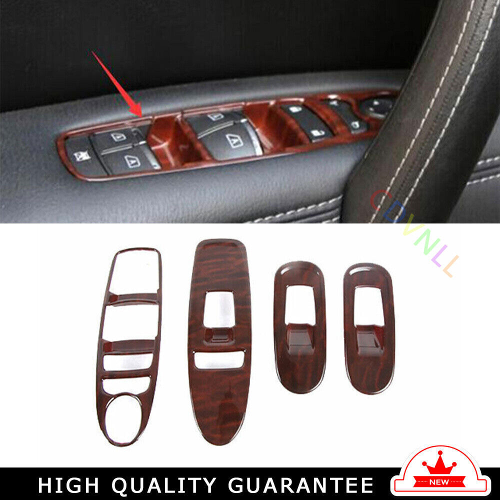 Glass Window Lifting Lock Panel Trim for Nissan Armada Y62 17-20 Red Wood Grain
