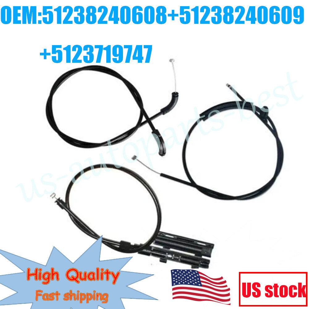 for BMW E65 E66 7er 3PCS Engine Hood Release Cable Bowden Cable Kit