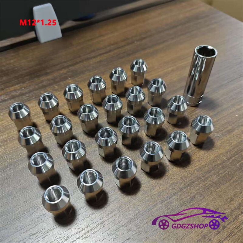 24pcs M12*1.25 Stainless Steel Wheel Nuts Lug Nuts Hex 19mm Length 35mm Q