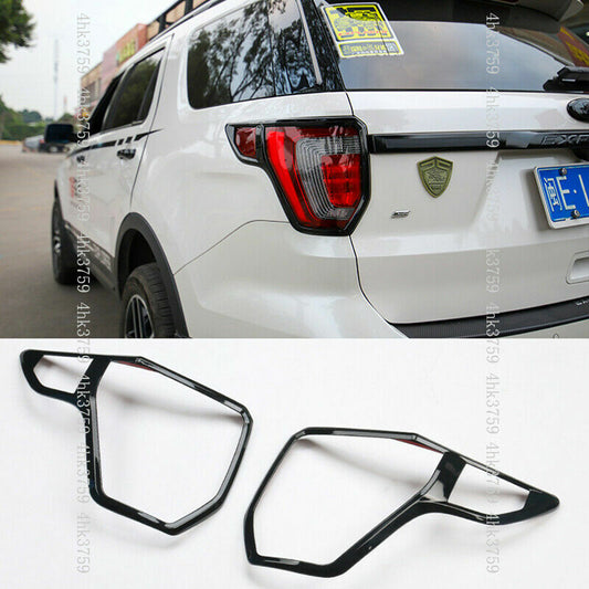 2X for Ford Explorer 2016-2019 ABS Glossy Black Rear Tail Light Frame Cover Trim