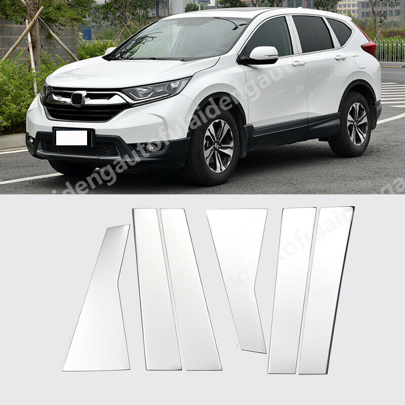 6P for Honda CRV CR-V 2017-2022 Chrome Window Center BC Pillar Posts Cover Trim