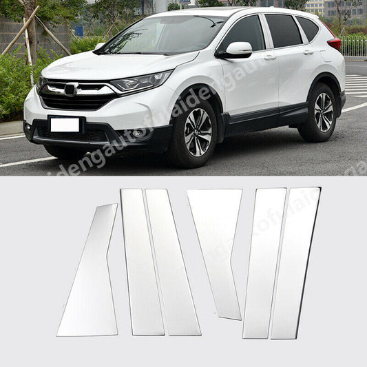 6P for Honda CRV CR-V 2017-2022 Chrome Window Center BC Pillar Posts Cover Trim